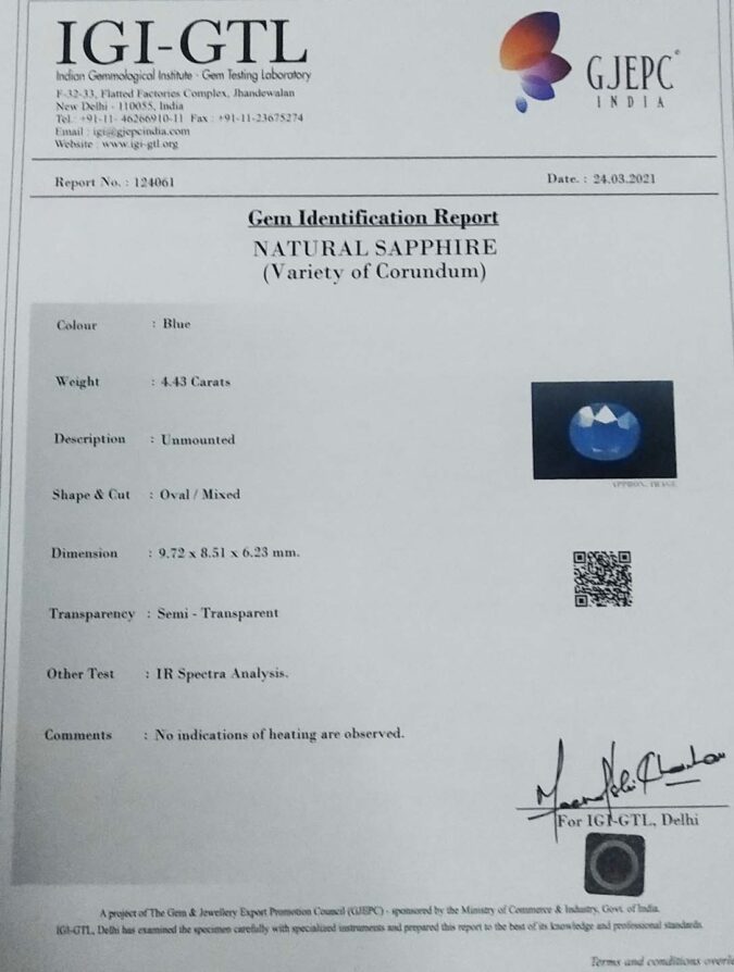 Blue Sapphire 4.43 Ct. Blue Sapphire 4.43 Ct.