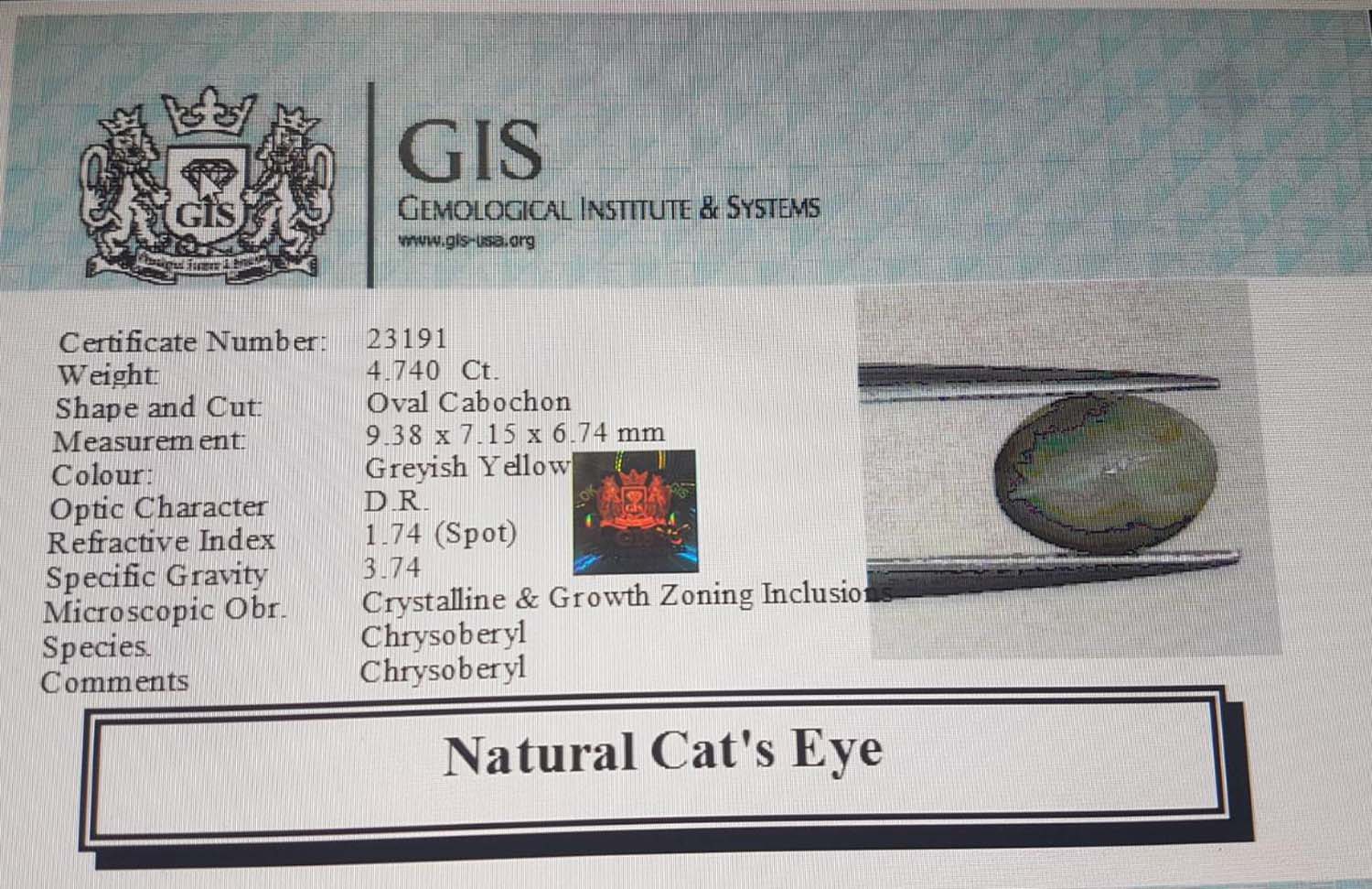 Cat's Eye 4.74 Ct.