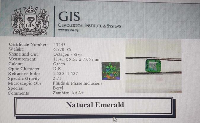 Emerald 6.57 Ct. Emerald 6.57 Ct.