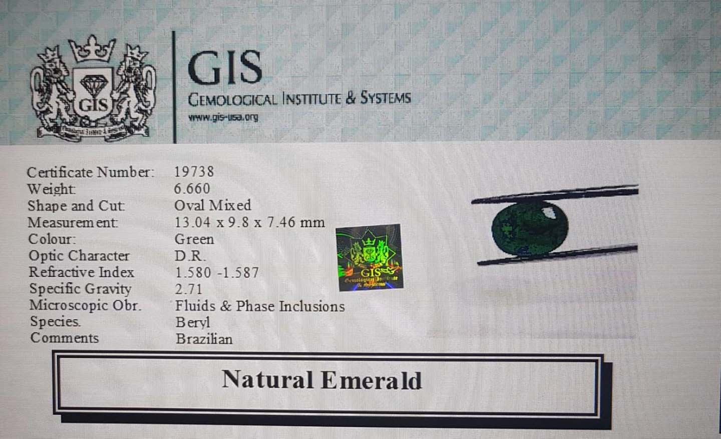 Emerald 6.66 Ct.