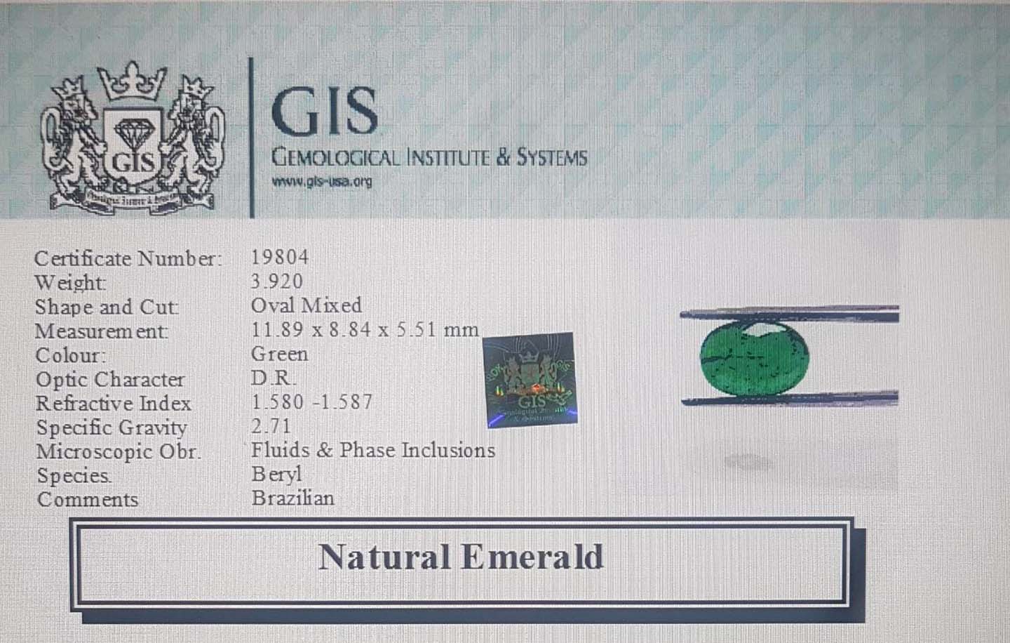 Emerald 3.92 Ct.