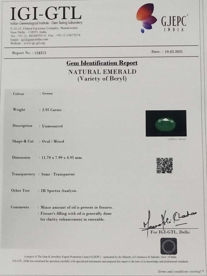 Emerald 2.95 Ct. Emerald 2.95 Ct.