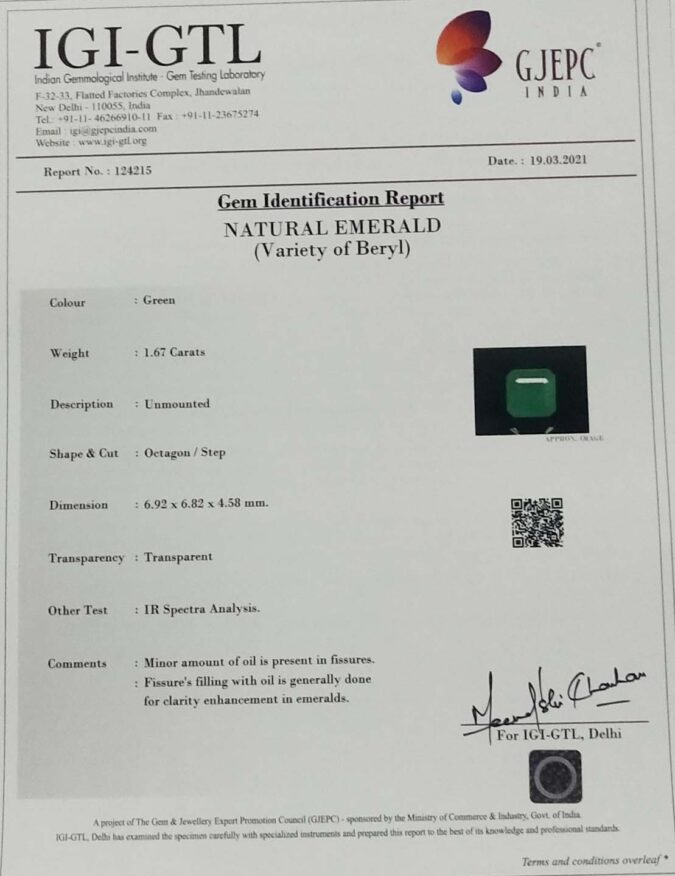 Emerald 1.67 Ct.