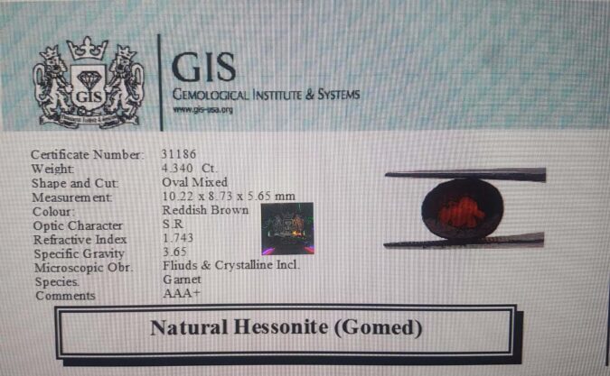 Hessonite (Gomed) 4.34 Ct.
