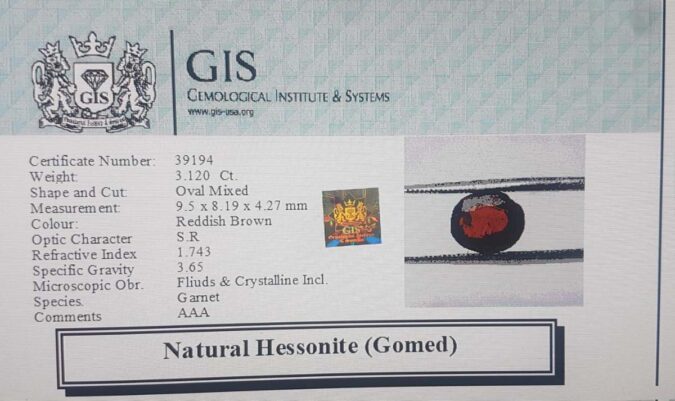 Hessonite (Gomed) 3.12 Ct.
