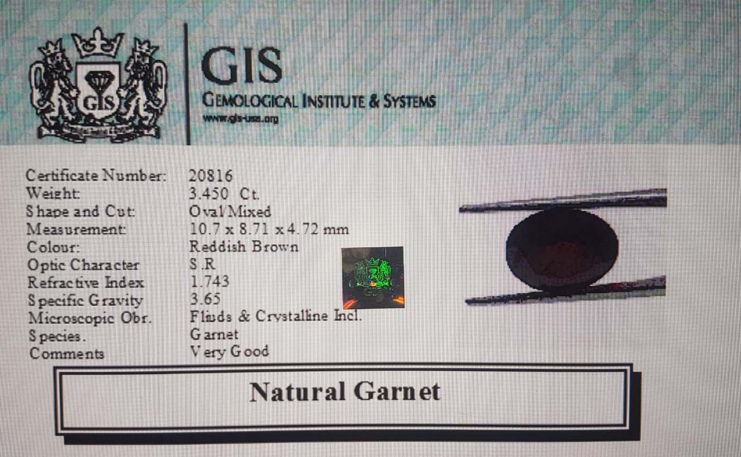 Garnet 3.45 Ct.