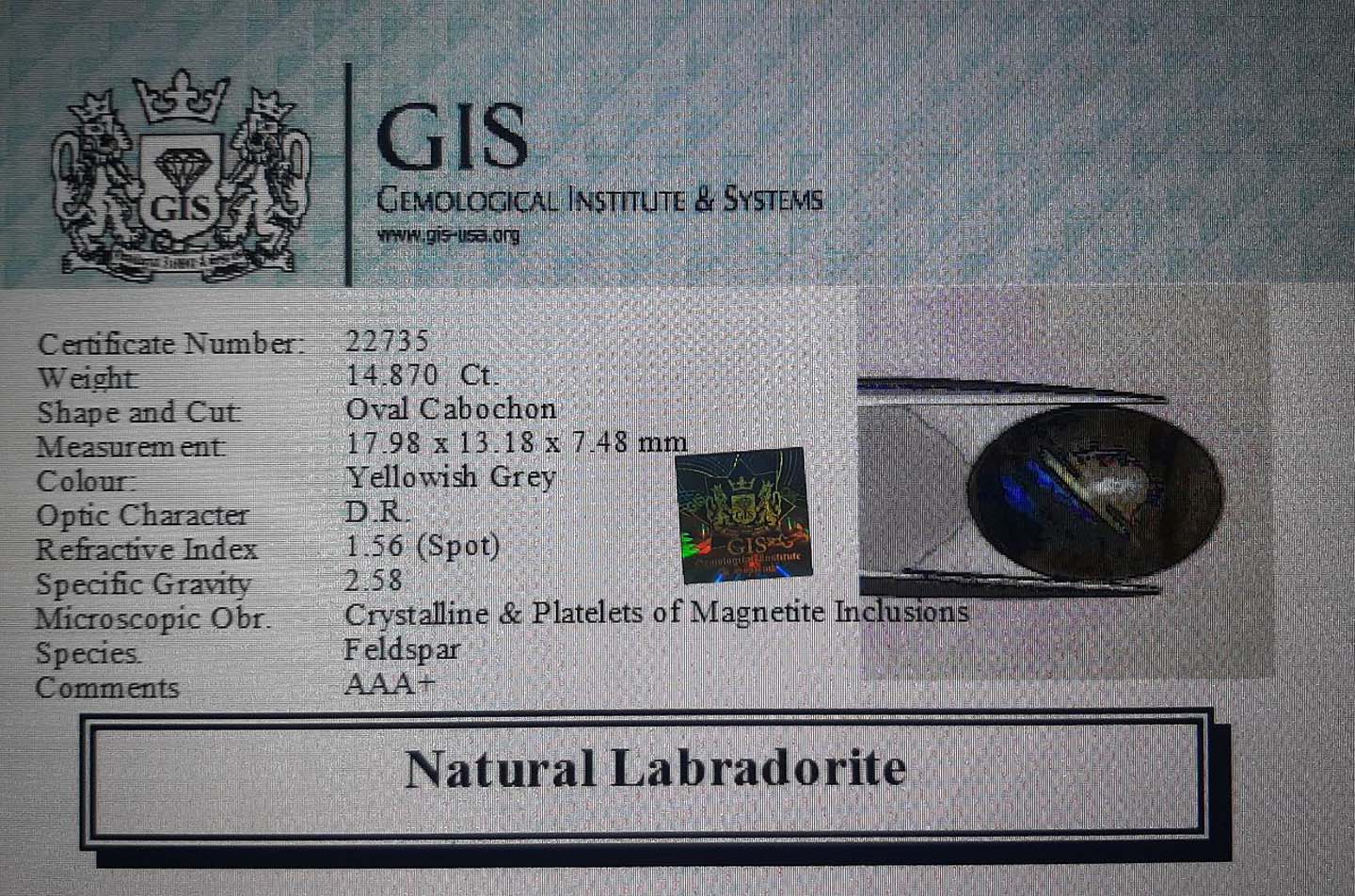 Labradorite 14.87 Ct.