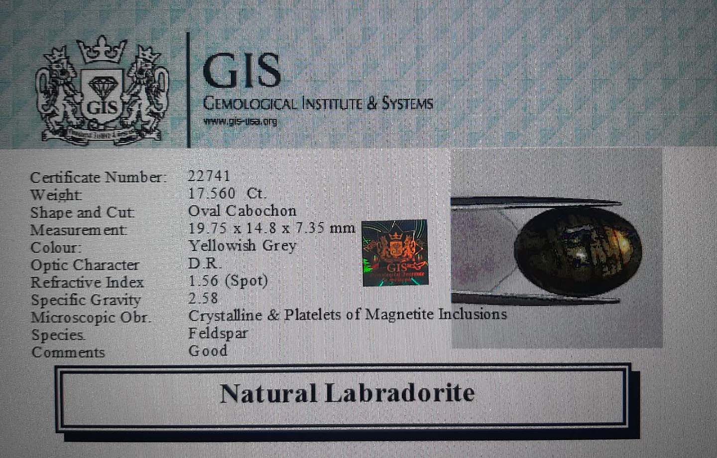 Labradorite 17.56 Ct. Labradorite 17.56 Ct.