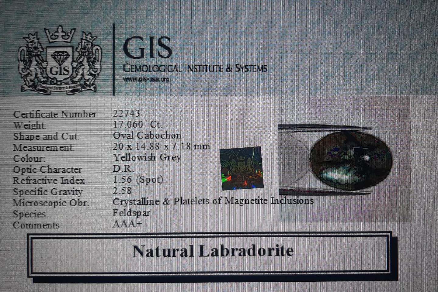 Labradorite 17.06 Ct.