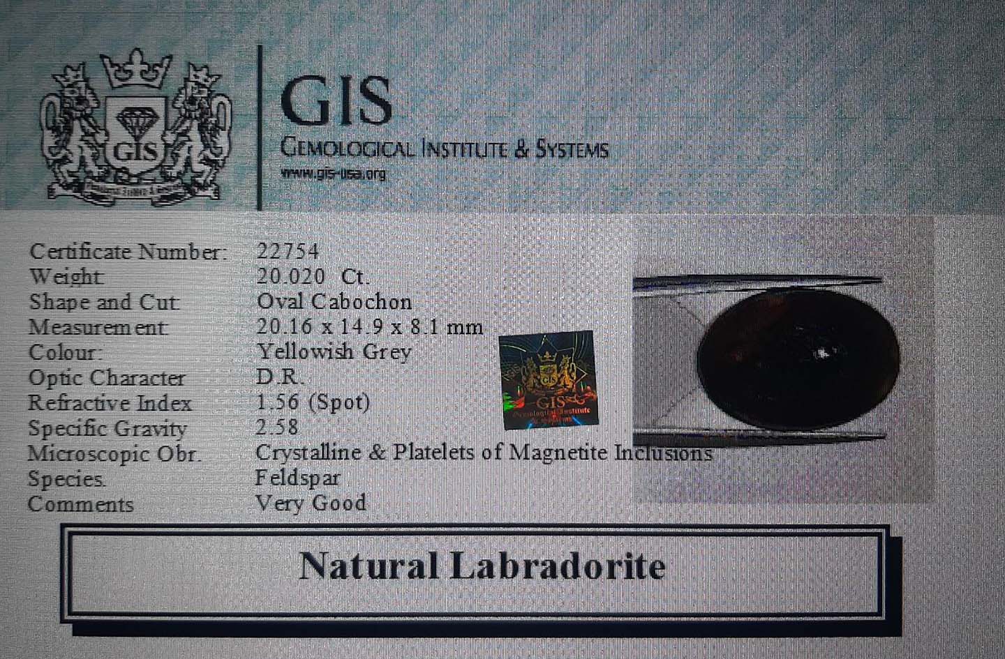 Labradorite 20.02 Ct.