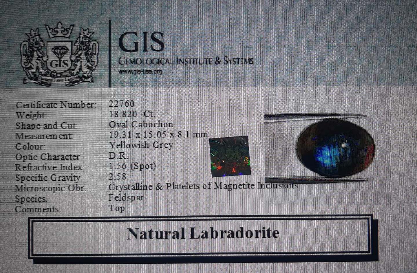 Labradorite 18.82 Ct.
