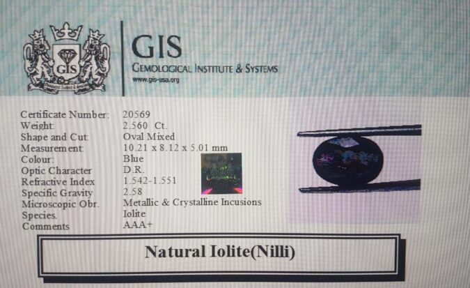 Iolite(Nilli) 2.56 Ct.