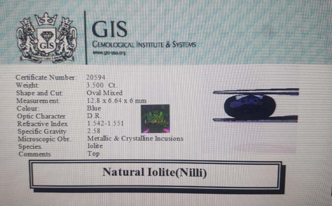 Iolite(Nilli) 3.5 Ct.