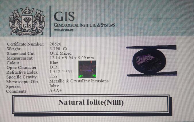 Iolite(Nilli) 3.79 Ct.