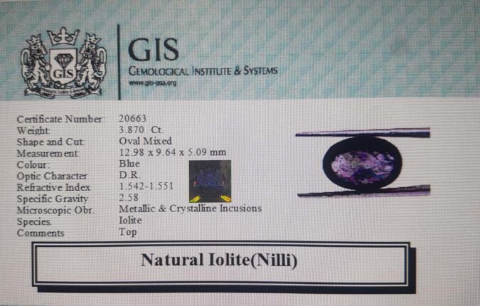 Iolite(Nilli) 3.87 Ct. Iolite(Nilli) 3.87 Ct.