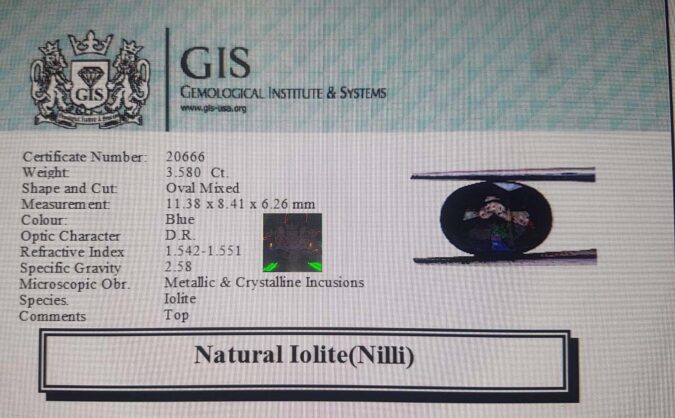 Iolite(Nilli) 3.58 Ct.