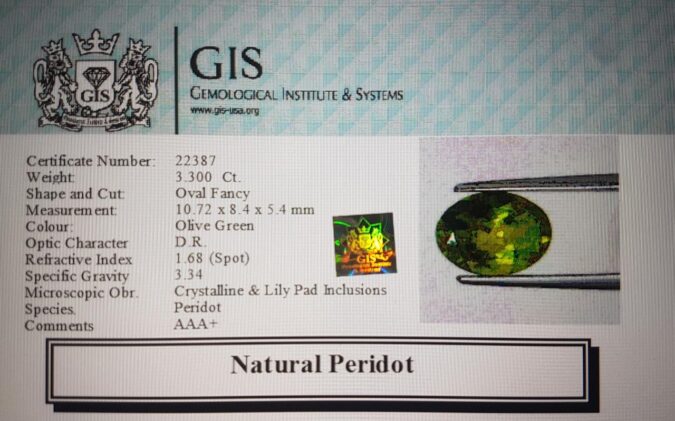 Peridot 3.3 Ct.