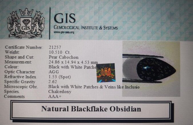 Blackflake Obsidian 10.51 Ct.
