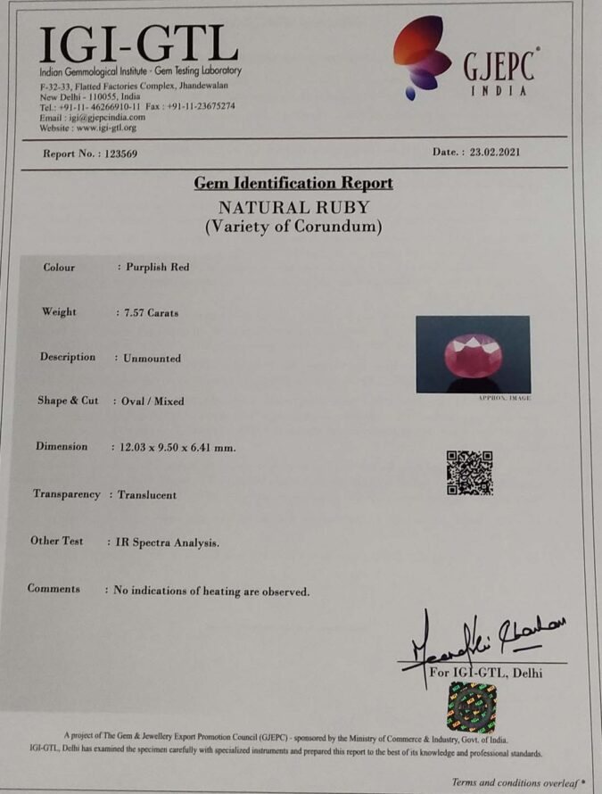 Ruby 7.57 Ct.