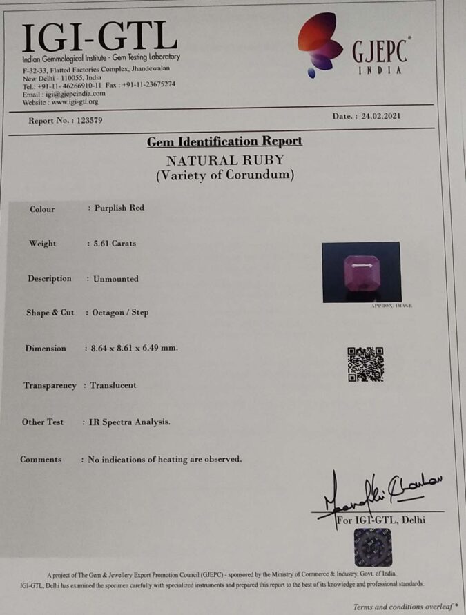 Ruby 5.61 Ct.