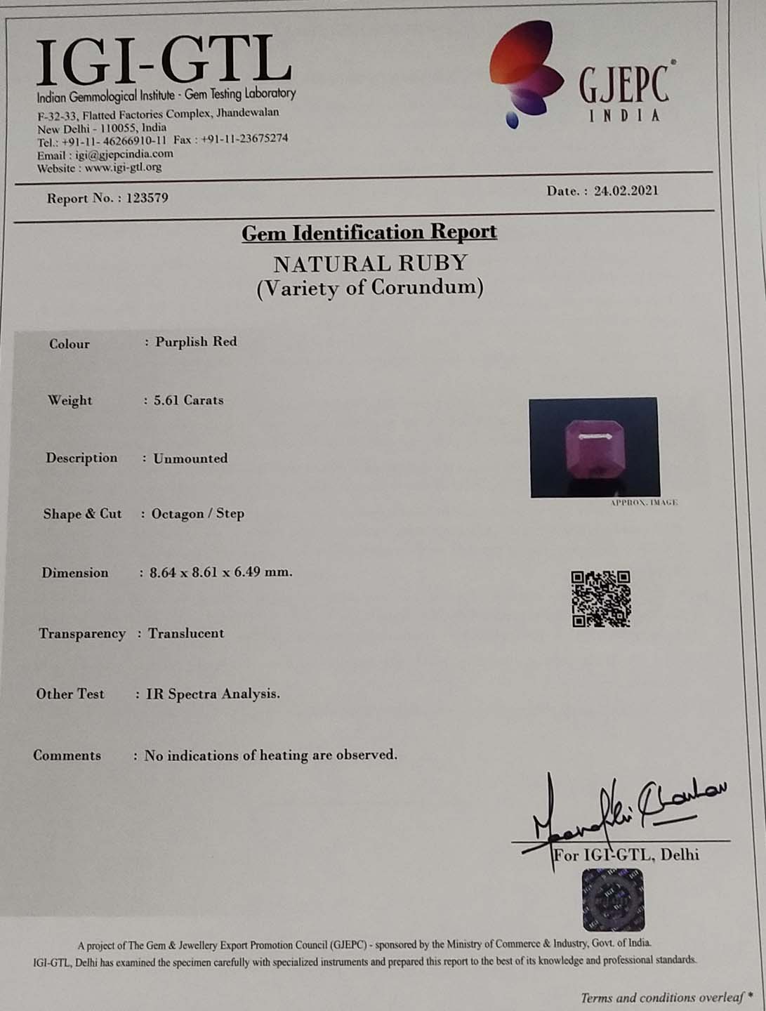 Ruby 5.61 Ct.