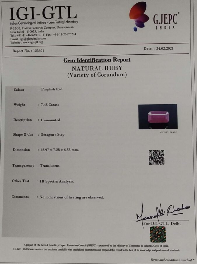 Ruby 7.48 Ct.