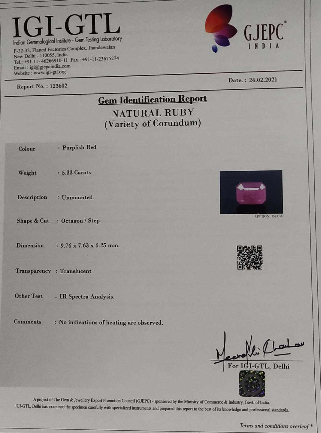 Ruby 5.33 Ct.