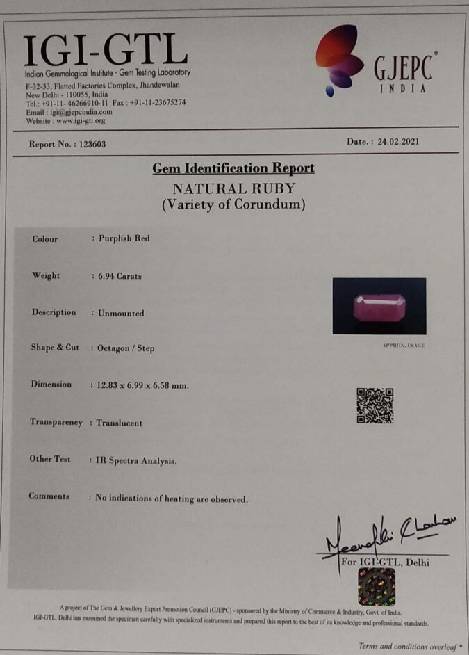 Ruby 6.94 Ct.