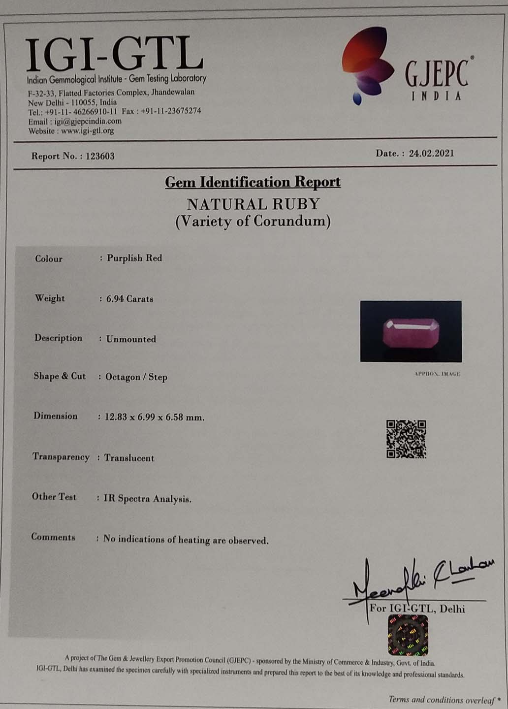 Ruby 6.94 Ct.