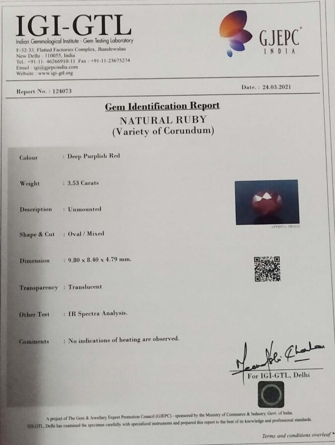 Ruby 3.53 Ct.