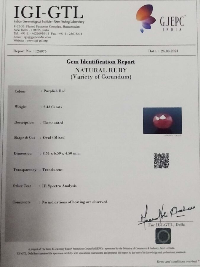 Ruby 2.43 Ct.