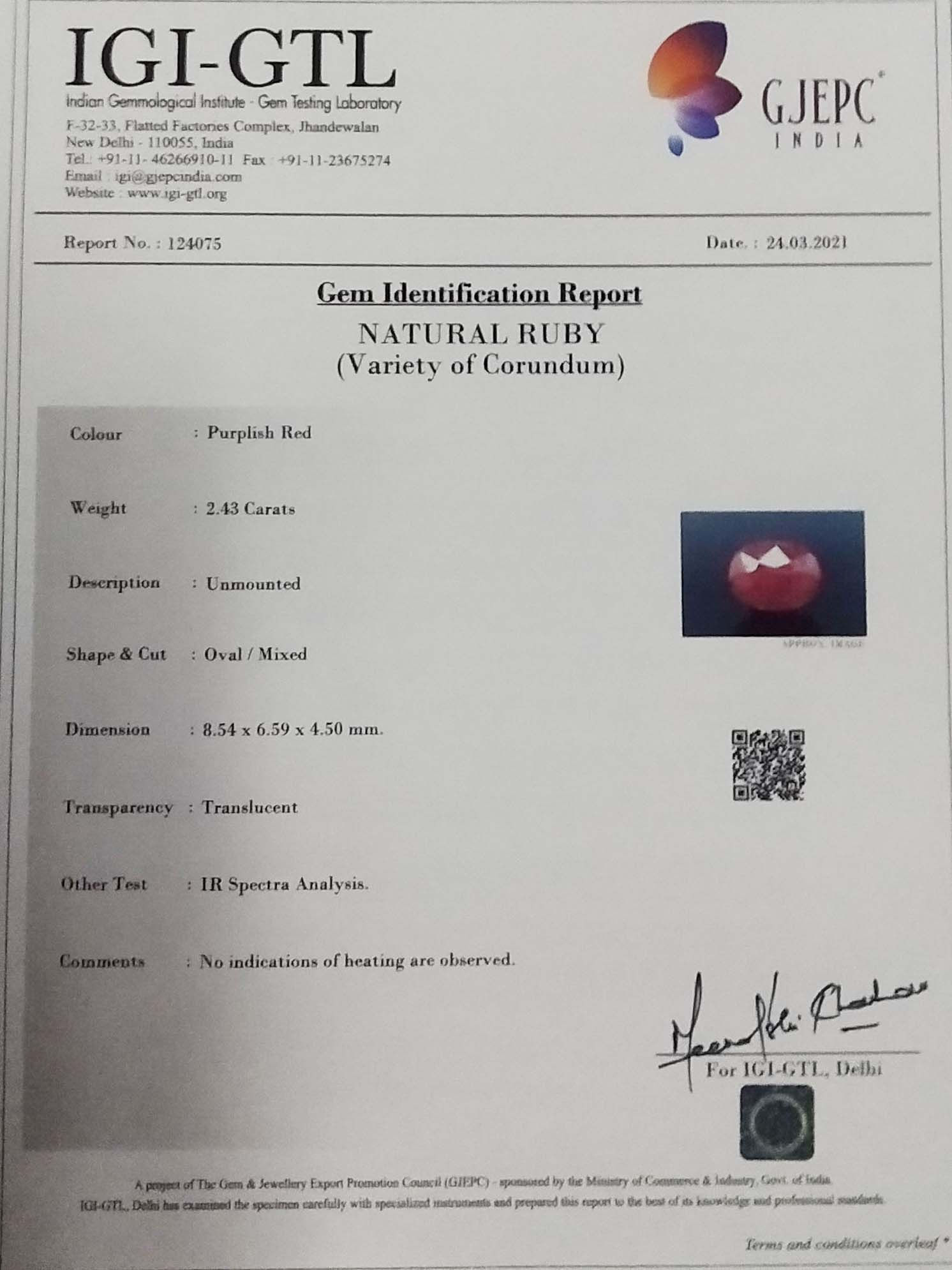 Ruby 2.43 Ct.