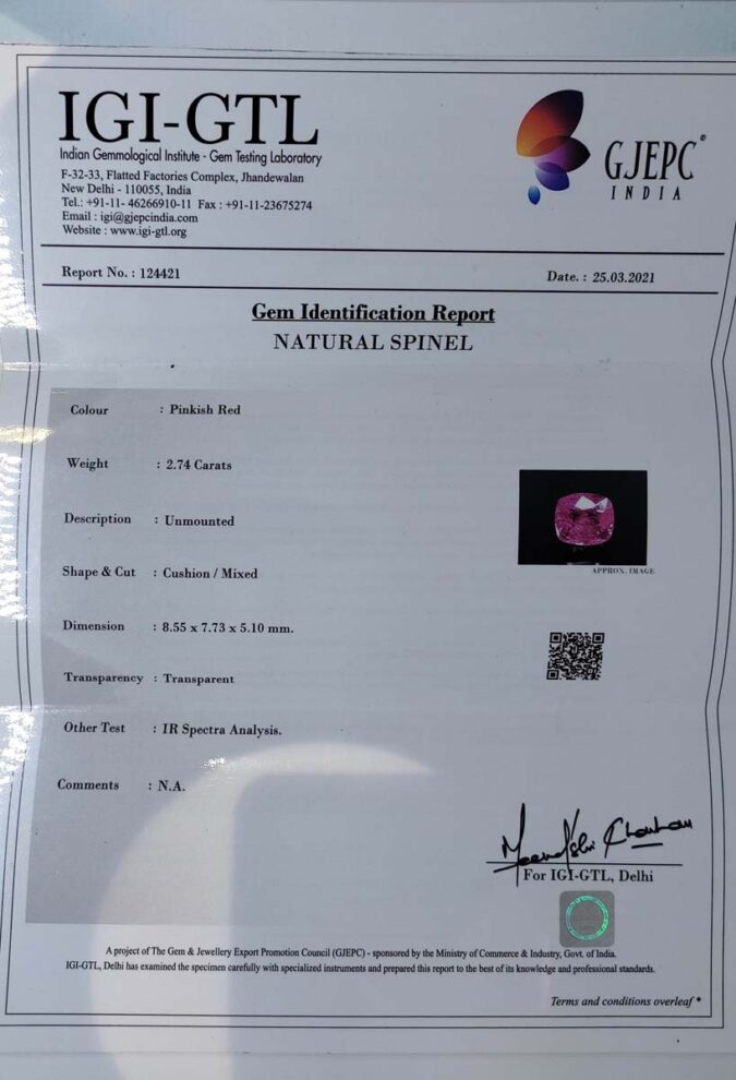 Spinel 2.74 Ct. Spinel 2.74 Ct.