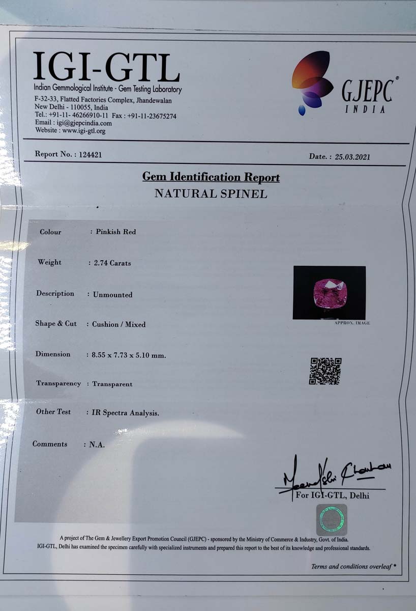 Spinel 2.74 Ct. Spinel 2.74 Ct.