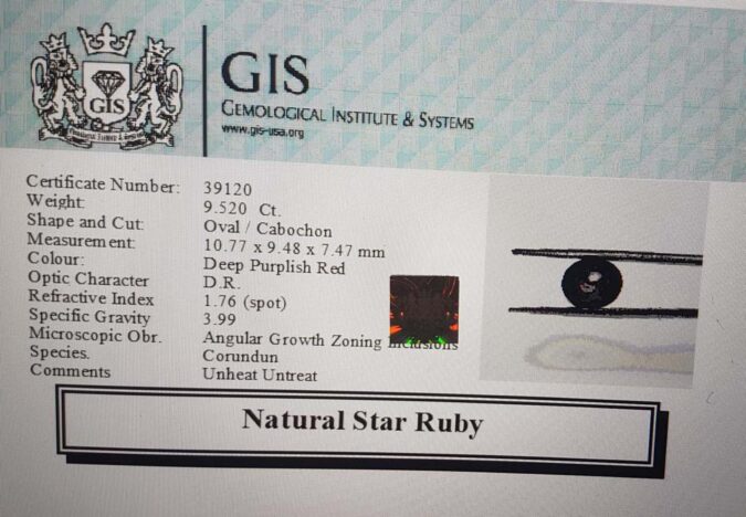 Star Ruby 9.52 Ct. Star Ruby 9.52 Ct.
