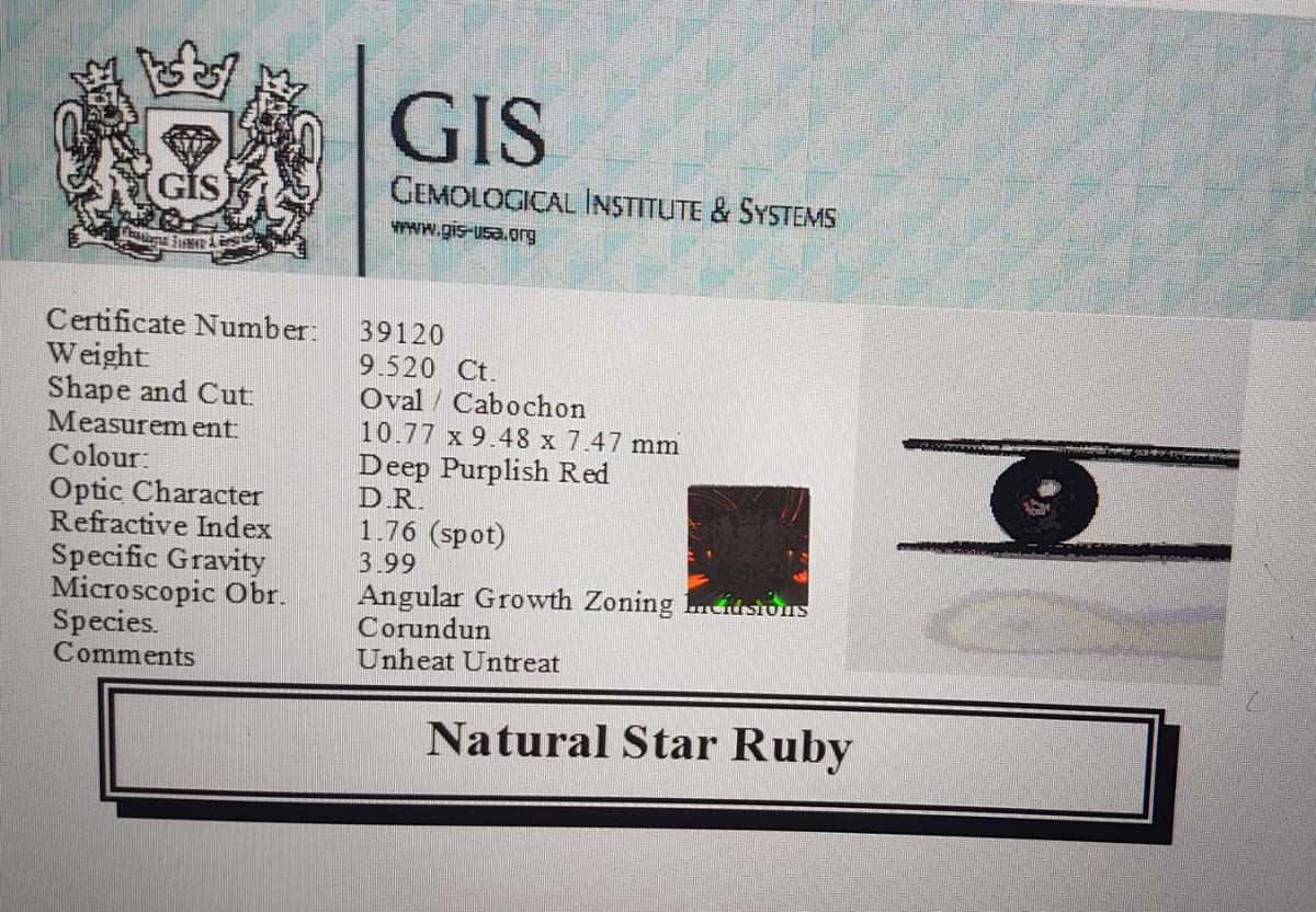 Star Ruby 9.52 Ct. Star Ruby 9.52 Ct.