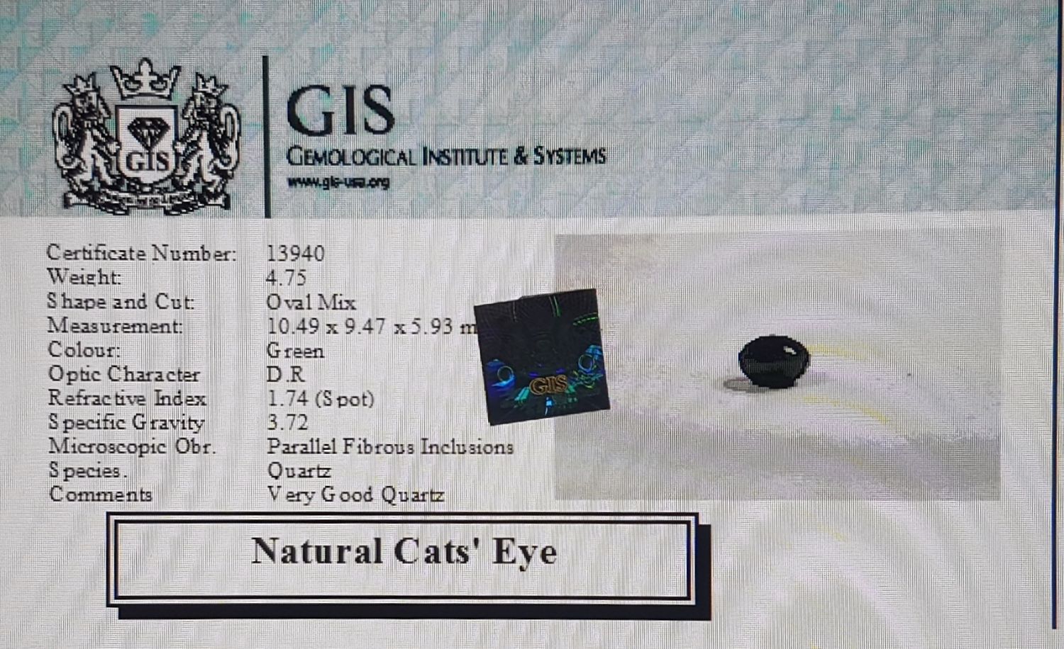 Cat’s Eye 4.75 Ct.