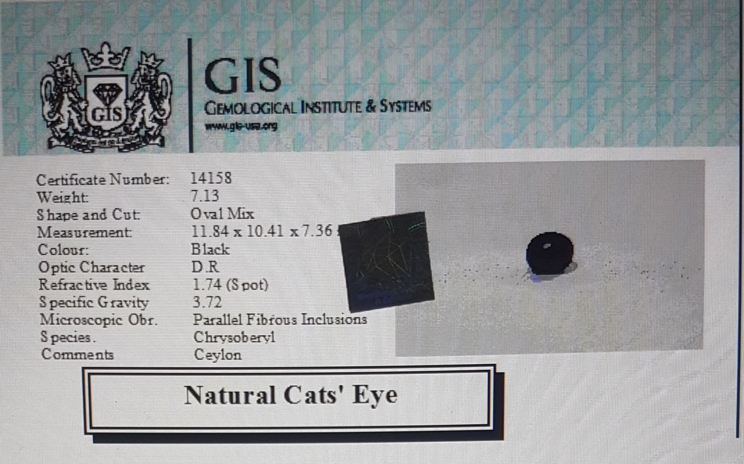 Cats Eye 7.13 Ct. Cats Eye 7.13 Ct.