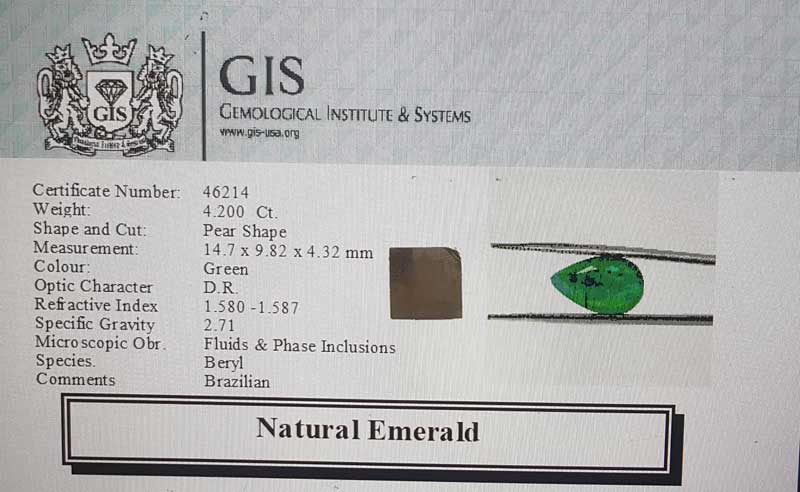 Emerald 4.2 Ct. Emerald 4.2 Ct.