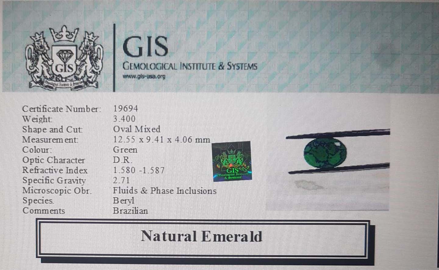Emerald 3.4 Ct.