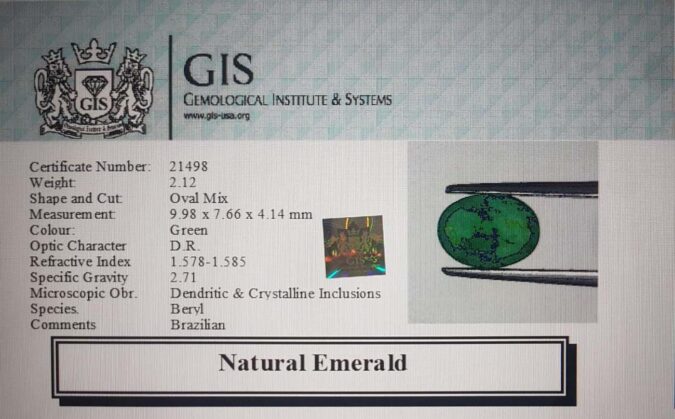 Emerald 2.12 Ct. Emerald 2.12 Ct.