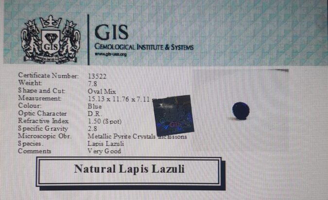 Lapis Lazuli 7.8 Ct.