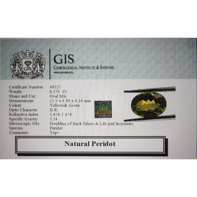 Natural Peridot 6.27 Ct.
