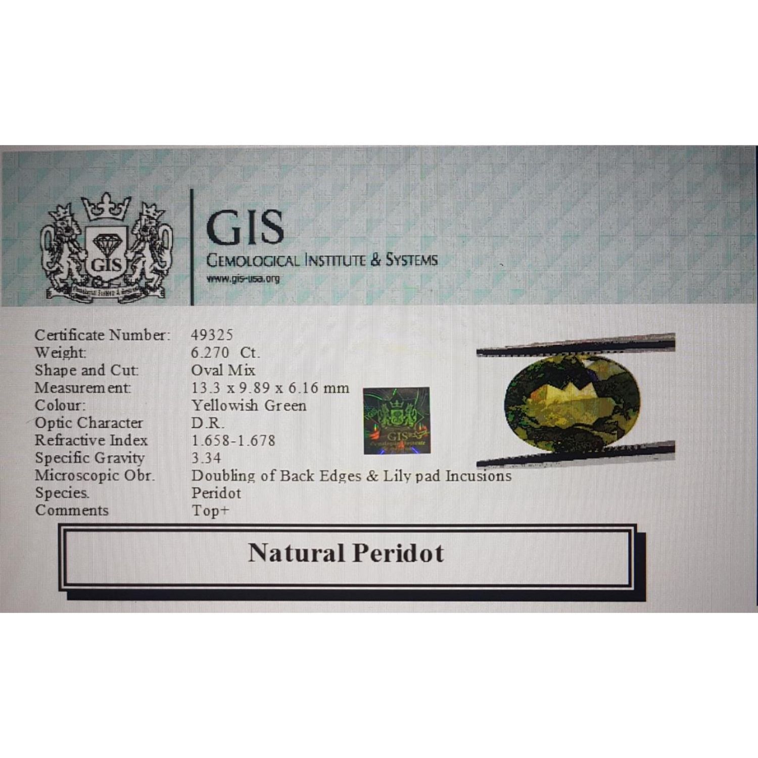 Natural Peridot 6.27 Ct.