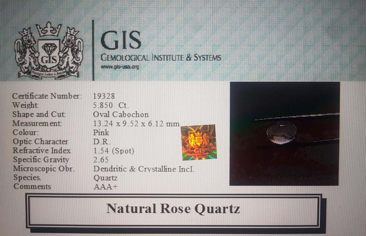 Rose Quartz 5.85 Ct.