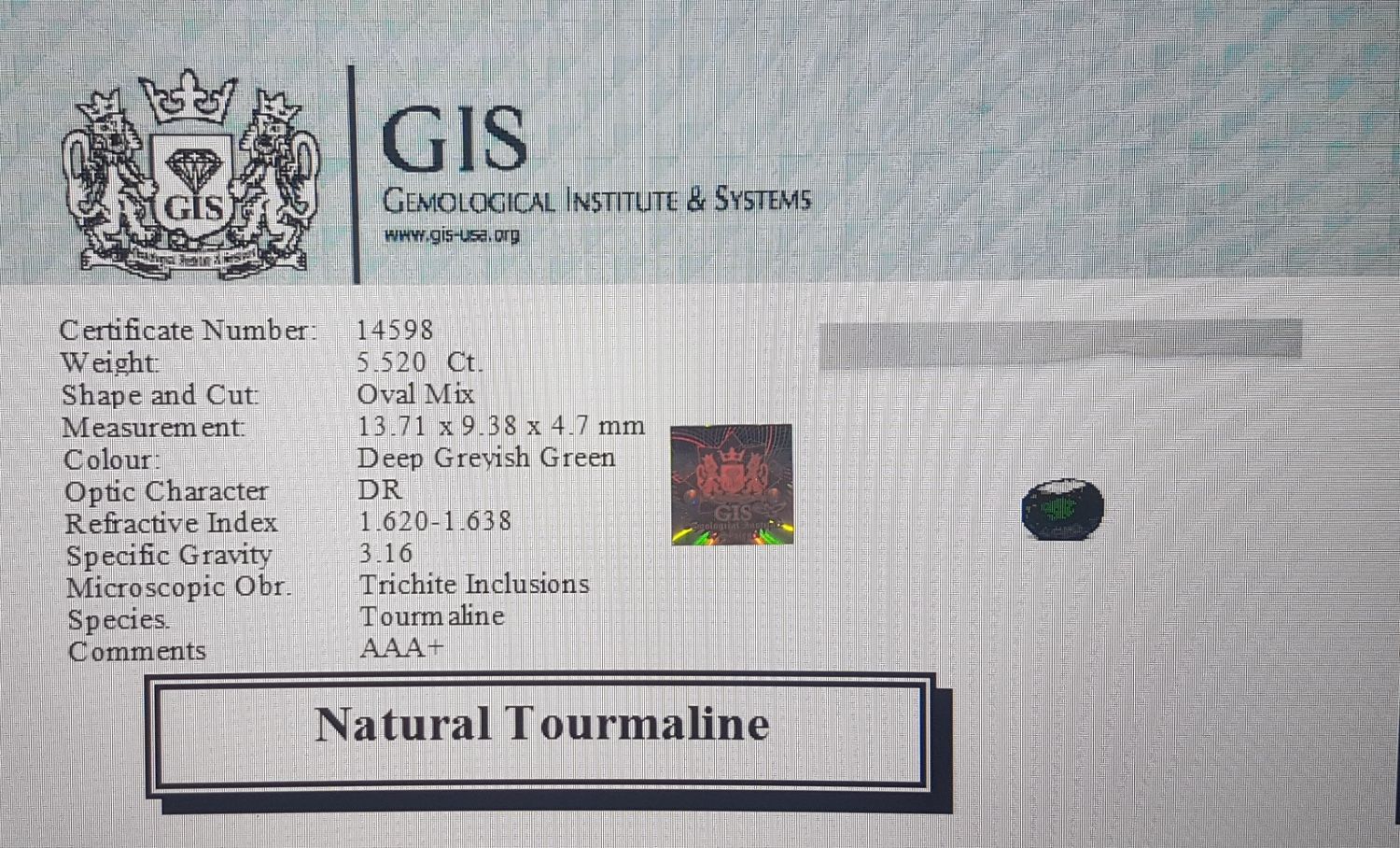 Tourmaline 5.52 Ct.