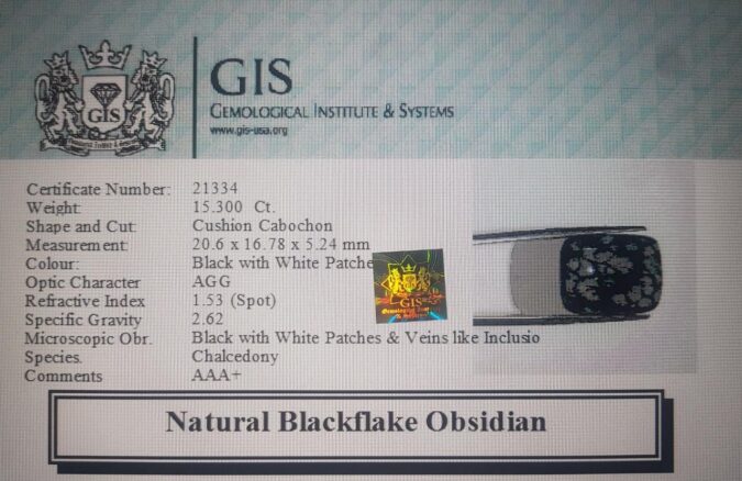 Obsidian 15.3 Ct.