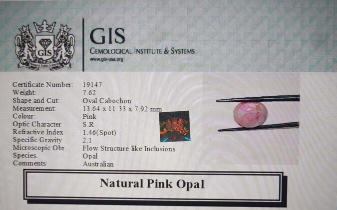 Pink Opal 7.62 Ct.