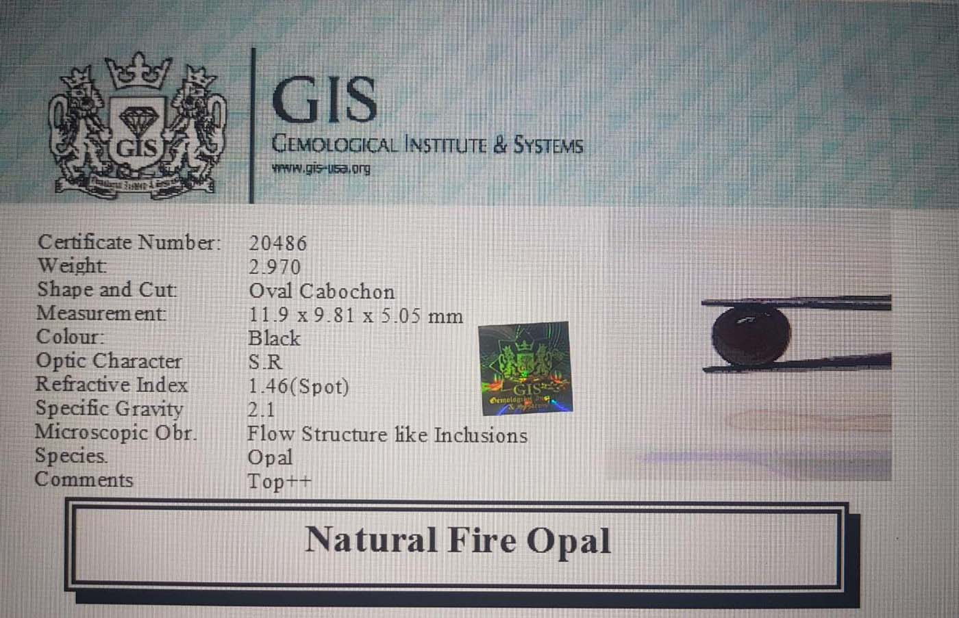 Fire Opal 2.97 Ct.