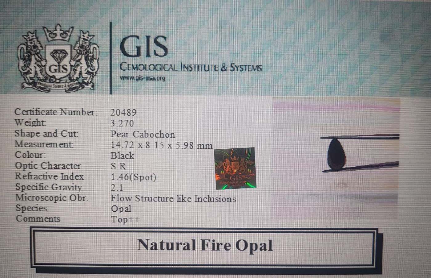 Fire Opal 3.27 Ct. Fire Opal 3.27 Ct.